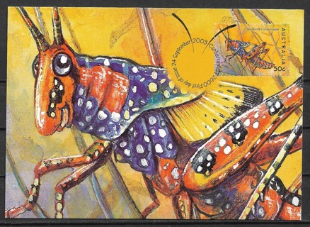 2003 Australia Sc2188 Insects: Leichhardt's Grasshopper maxi card