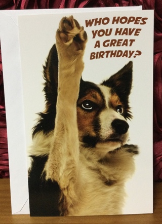 Dog Raising Paw Birthday Card