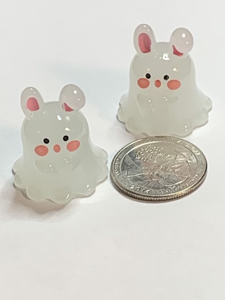 HALLOWEEN DECOR~#5~WHITE~BUNNY~SET OF 2 ITEMS~SET 3~GLOW IN THE DARK~FREE SHIPPING!