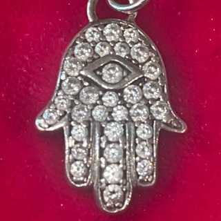 Pendant Silver necklace Hamsa Hand Evil Eye CZ 925 