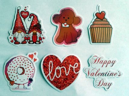 Six Valentine's Day Vinyl Stickers #2