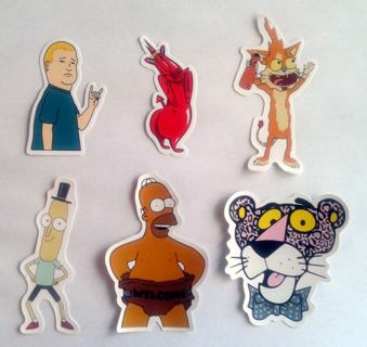 Six Cartoon Character Vinyl Stickers #1