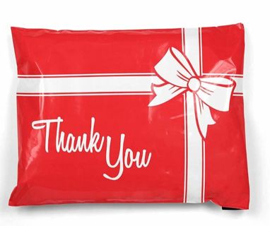 ⛄NEW⛄(2) WRAPPED GIFT 'Thank You' 10x13" POLY MAILERS!! CHRISTMAS