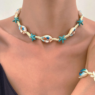 Choker Necklace For Women Bohemia Handmade Braided Starfish Turtle Clavicle Chain BeachParty Jewelry