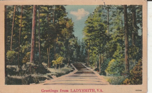 Vintage Used Postcard: gin z: 1952 Greetings from Ladysmith, VA