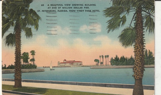 Vintage Used Postcard: 1943 Million Dollar Pier, St Petersburg, FL