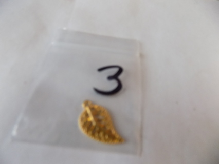 Goldtone filigree leaf charm # 3   1 inch