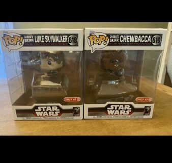 2 Funko POP! Star Wars 6" inch: Return of The Jedi Jabba Skiff Luke and Chewbacca (NEW)