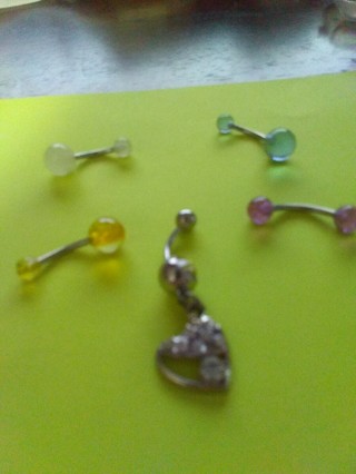 Set Of 5 Brand New 14 Gauge Belly Rings