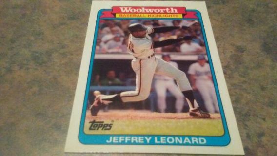 1988 TOPPS WOOLWORTH BASEBALL HIGHLIGHTS JEFFREY LEONARD GIANTS BASEBALL CARD# 17 OF 33