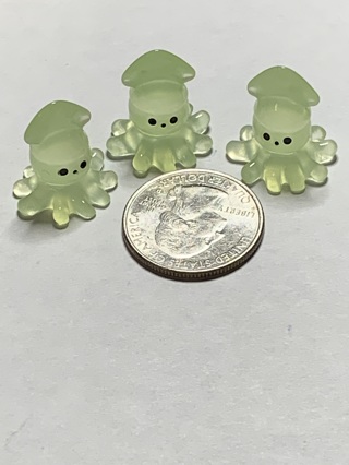 SQUID~#9~GREEN~SET OF 3~GLOW IN THE DARK~FREE SHIPPING!