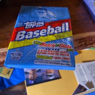 1992 topps unopened pack of baseball cards 