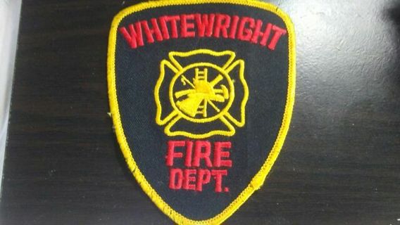 LARGE BADGE PATCH WHITEWRIGHT FIRE DEPT. NICE CONDITION. SEE PICS.