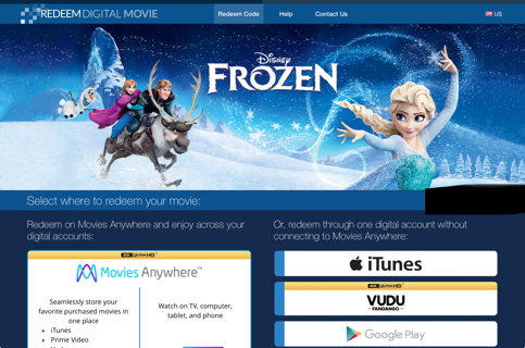 Disney Frozen and Frozen 2 UHD Digital Movie Code 