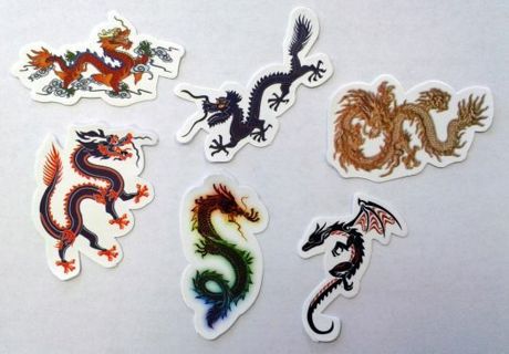 Six Cool Dragon Vinyl Stickers