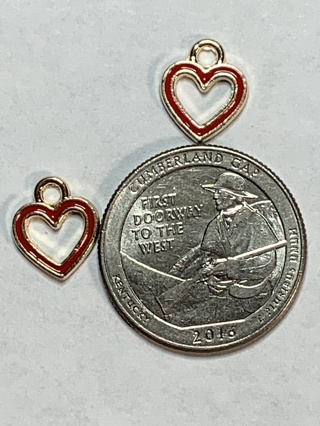 COLORED HEART CHARMS~#4~RED~SET OF 2 CHARMS~FREE SHIPPING!