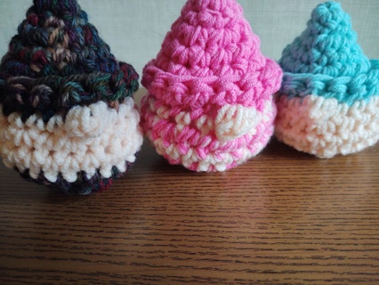 3 Hand Crocheted Pocket Gnomes