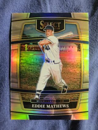 2022 Panini Select Silver Prizm Eddie Mathews