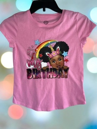 Pink It’s My Birthday Kids Medium (7-8) T Shirt