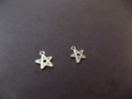 Pair of silvertone hollow star charm  # 1 great for earrings