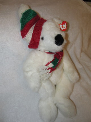 TY 1997 Holiday Bear CLASSIC PLUSH BEANIE BUDDY Christmas