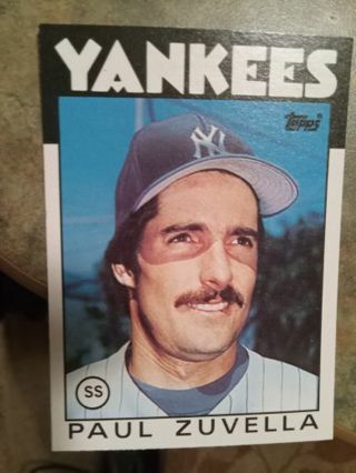 1986 TOPPS PAUL ZUVELLA NEW YORK YANKEES BASEBALL CARD# 131T