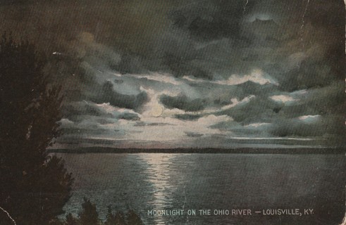 Vintage Unused Postcard: x: Moonlight on the Ohio River, Louisville, KY