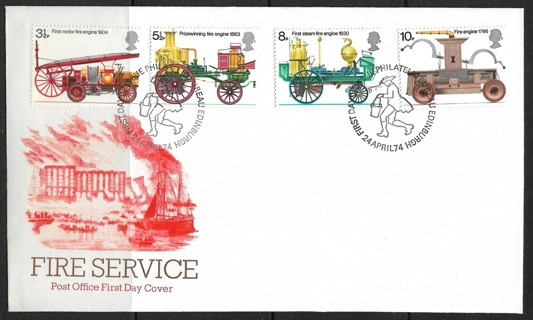 1974 Great Britain Sc716-9 Fire Prevention (Metropolis) Act C/S of 4 FDC