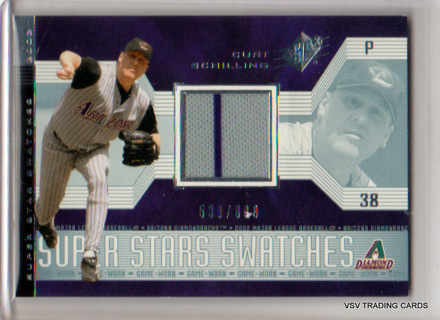 Curt Schilling, 2002 Upper Deck SPx Super Stars RELIC Card #185, Arizona Diamondbacks, 539/800, (LB2