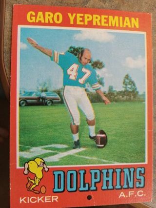 1971 T.C.G. GARO YEPREMIAN MIAMI DOLPHINS FOOTBALL CARD# 121