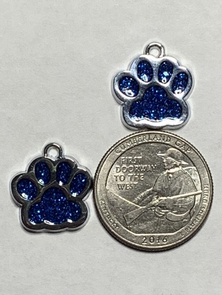 DOG CHARMS~#2~BLUE~COLORED PAWPRINTS~SET OF 2~FREE SHIPPING!