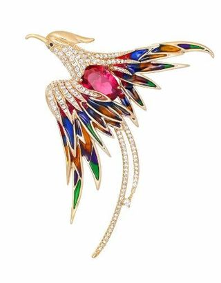 Fabulous Phoenix Bejeweled Brooch