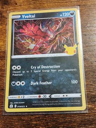 Pokemon Yveltal reverse holo rare 019/025 celebrations