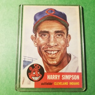 1953 TOPPS BASEBALL  CARD # 150 - HARRY SIMPSON - INDIANS - NO CREASES - BV= $20