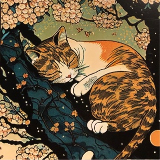 Sleeping Cat - 3 x 3” MAGNET - GIN ONLY