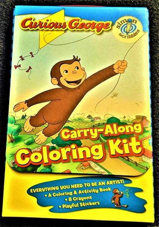 Curious George Carry-Along Coloring Kit with crayons & stickers - 5 1/4" x 8 1/2" with handle