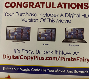 Disney's Pirate Fairy Digital HD Movie Code