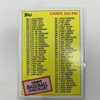 1985 Topps Baseball #377 Checklist Cards 265-396 Unmarked Unchecked