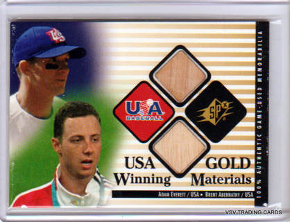 Adam Everett, Brent Abernathy, 2000 Upper Deck SPx Winning Materials USA RELIC Baseball Card #BA-AE