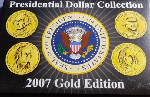 PRESIDENTIAL DOLLAR COLLECTION 2007 GOLD EDITION UNCIRCULATED JUST FANTASTIC GRAB THESE BEAUTIES.