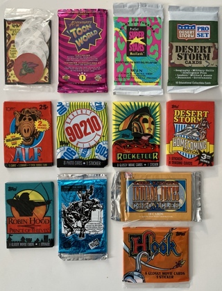 12 New Factory Sealed Non-Sport Trading Card Packs 1980s-1990s Topps, Upper Deck, Pro Set, Pinnacle
