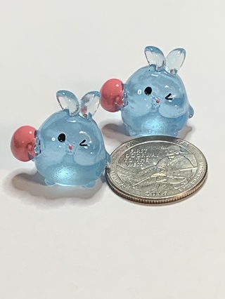 ♡BUNNIES~#18~BLUE~SET OF 2 BUNNIES~GLOW IN THE DARK~FREE SHIPPING♡