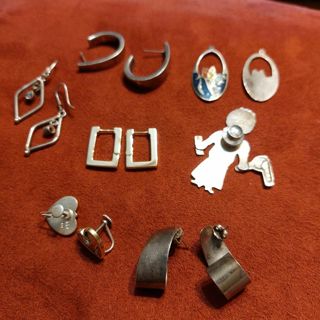 Lot of 7 sterling silver items jewelry, over 47 grams