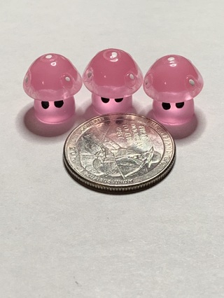 MUSHROOMS~#5~PINK~SET OF 3~GLOW IN THE DARK~FREE SHIPPING!