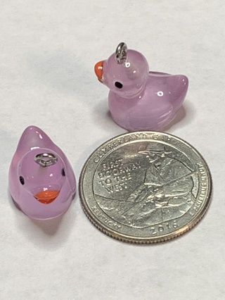 DUCKS~#46~PURPLE~SET OF 2 DUCKS~CHARMS & GLOW IN THE DARK~FREE SHIPPING!