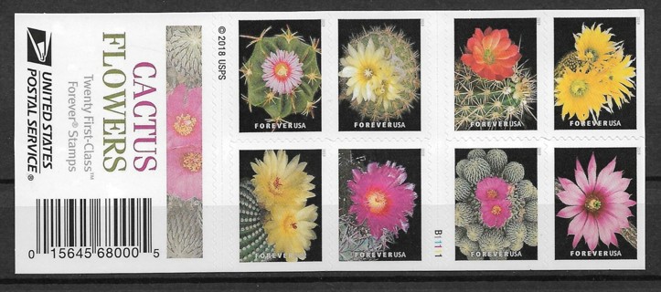 2019 #5350-9 complete Cactus Flowers Forever booklet of 20 MNH