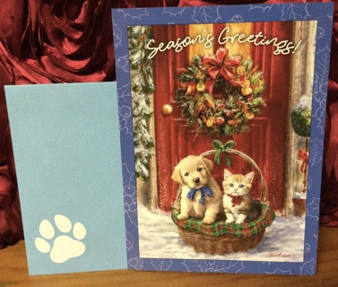 Puppy and Kitten Christmas Card