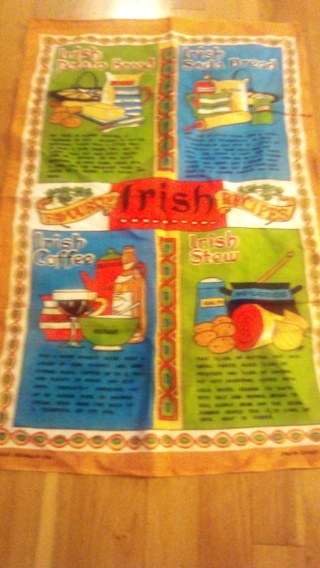 Irish , Linen tea towel,4 Irish Recipes 