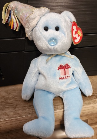 NEW - TY Beanie Baby Birthday Bear - "March"