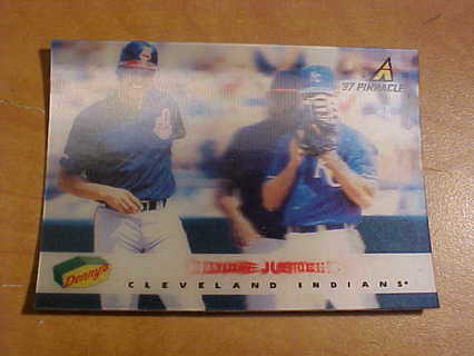 1999 Denny's Pinnacle Dave Justice Baseball Card #5 of 29, Cleveland Indians